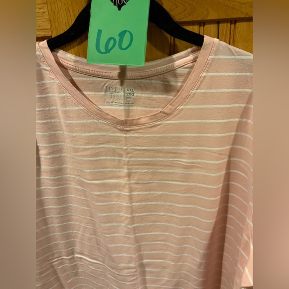 Time and Tru Pink Striped Women's Top - Picture 2 of 3